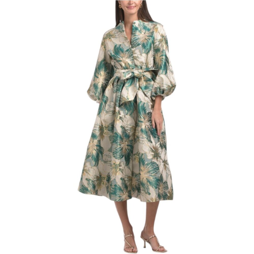 NANCY YANG Textured Button Down Dress